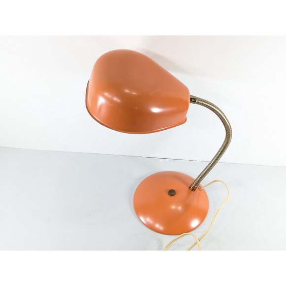MCM Orange Gooseneck desk lamp, vintage retro home decor - Picture 7 of 10
